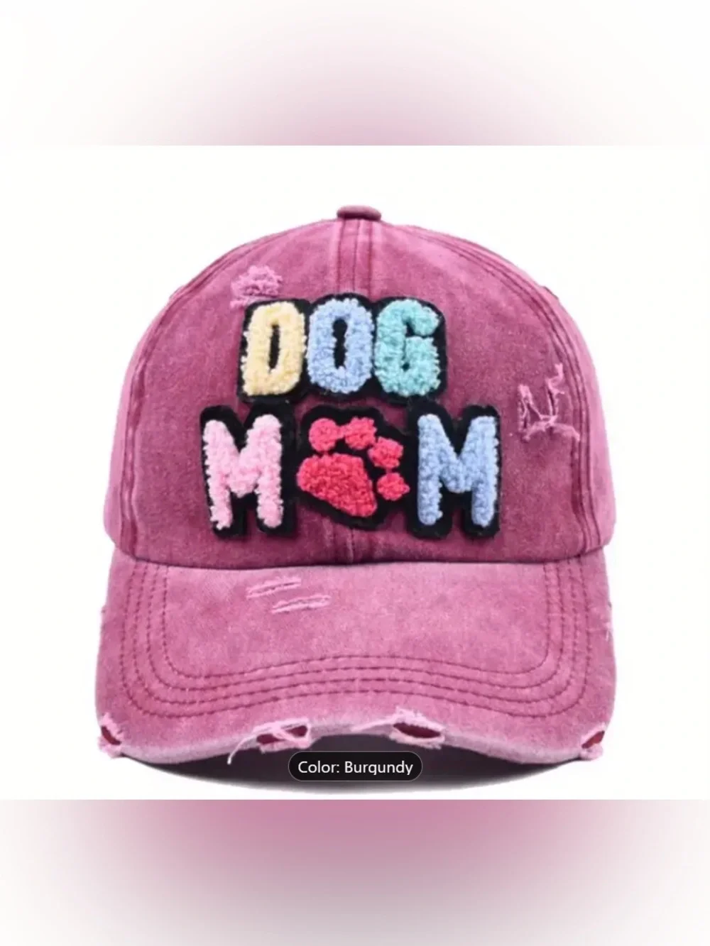 NWT Dog Mom Embroidered Burgundy  Baseball Cap